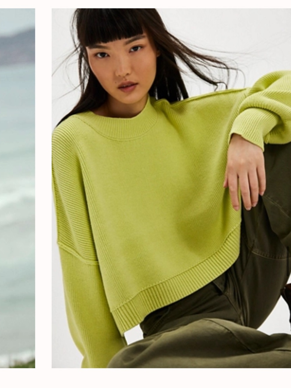 Free People Cropped Lime Green Easy Street Crop Pullover